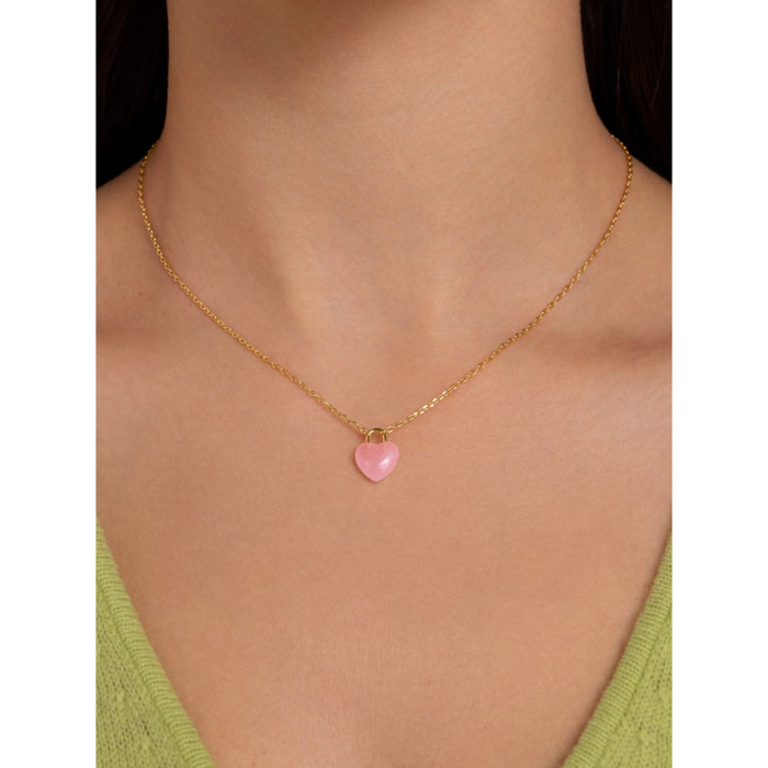 Collana Sweet Heart Pink Stone Placcato Oro
