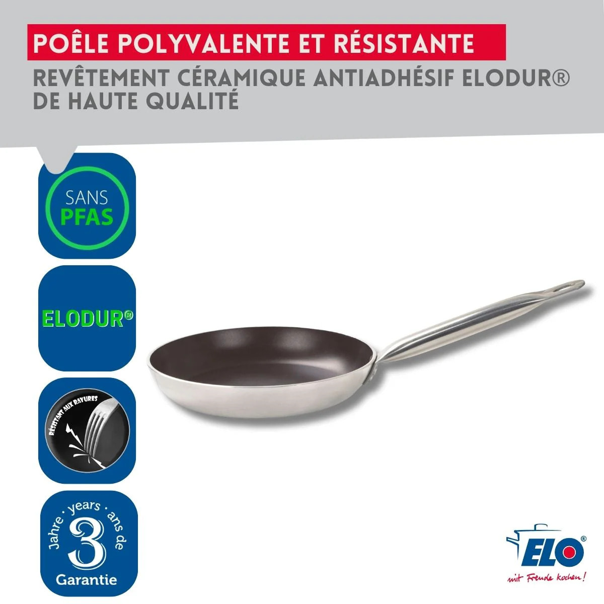 Lot de 2 poêles 24 et 28 cm céramique sans PFAS Bistro Line Elo