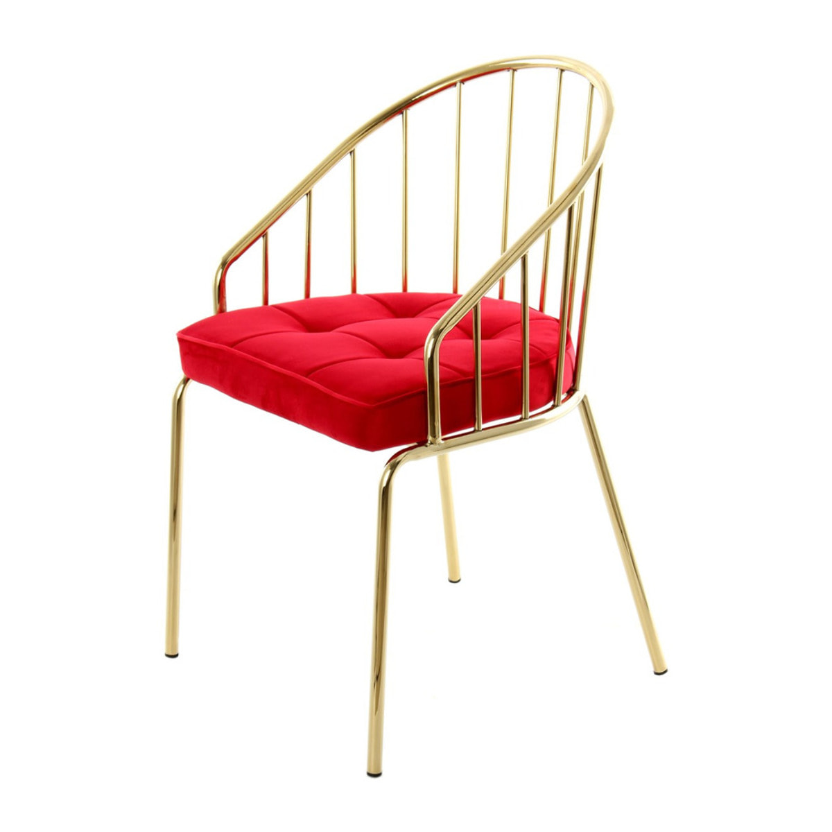Sedia Palma in velluto rosso e metallo dorato