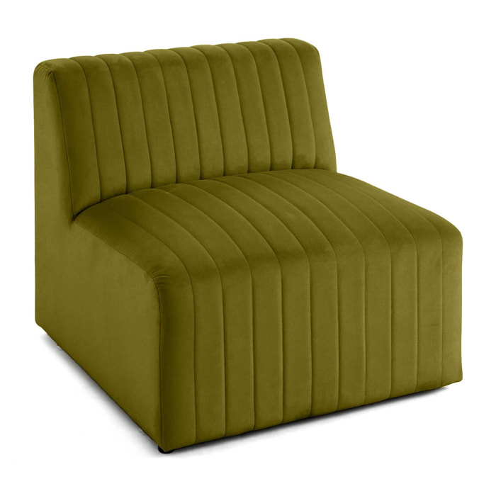Nova - module d'assise sans accoudoirs - en velours - Vert Olive