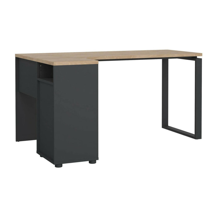 Scrivania Medard, Scrittoio multiuso, Tavolo per ufficio porta PC, Piano di lavoro, 150x100 h76 cm, Rovere e Grigio