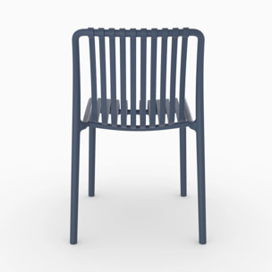 Lot de 2 chaises de jardin empilables en plastique bleu marine - Duli