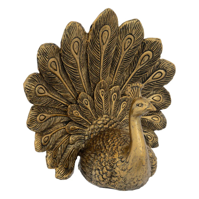 Oiseau Wild Romance H.27cm résine doré