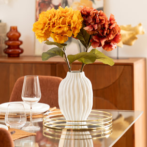 Vase strié "Fernan" céramique blanc H22cm