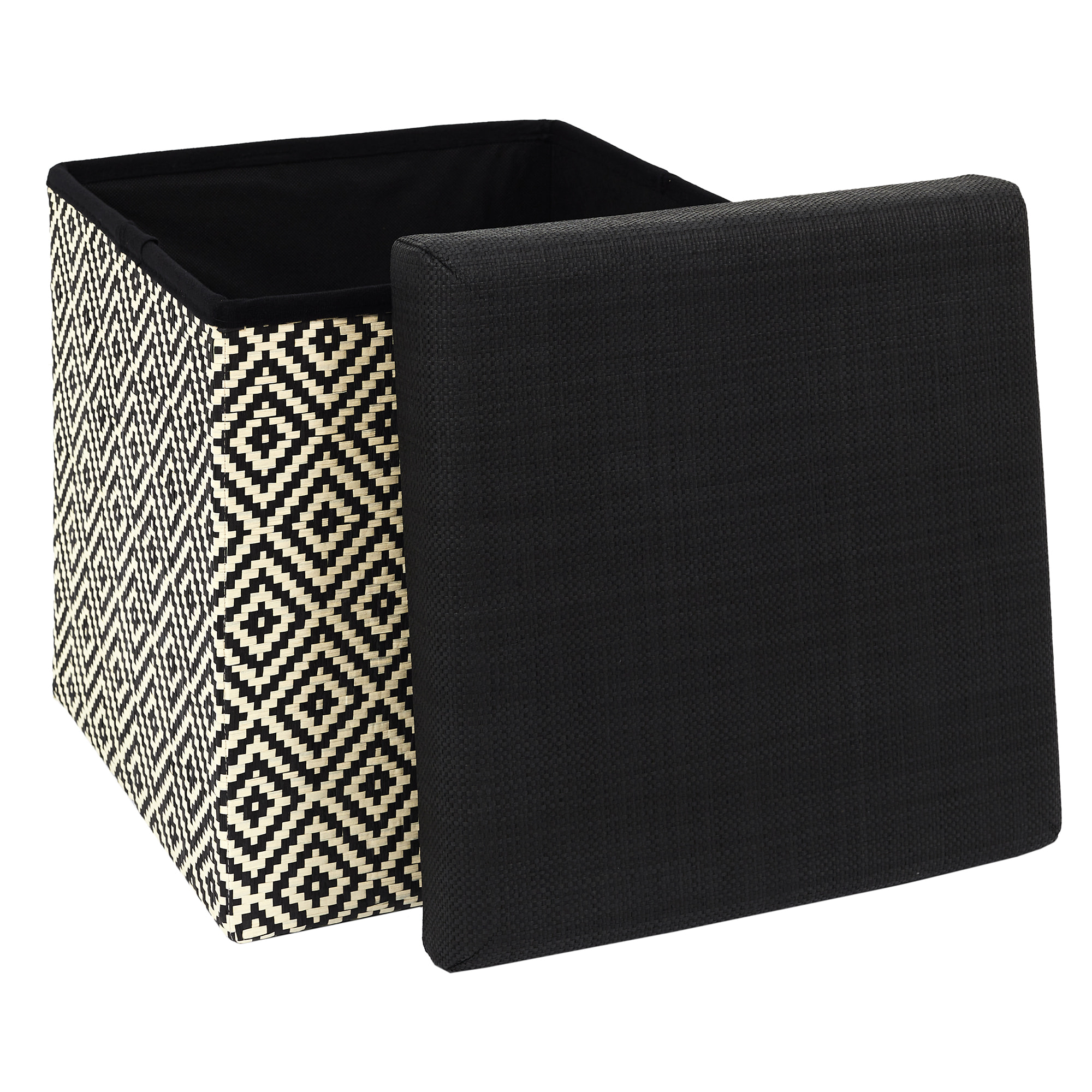Coffre Pouf Pliable Tresse Noir