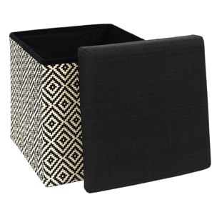 Coffre Pouf Pliable Tresse Noir
