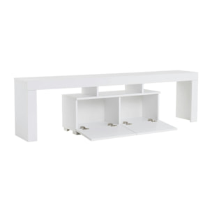 Banc TV moderne blanc avec rangement - effet laque MARFA