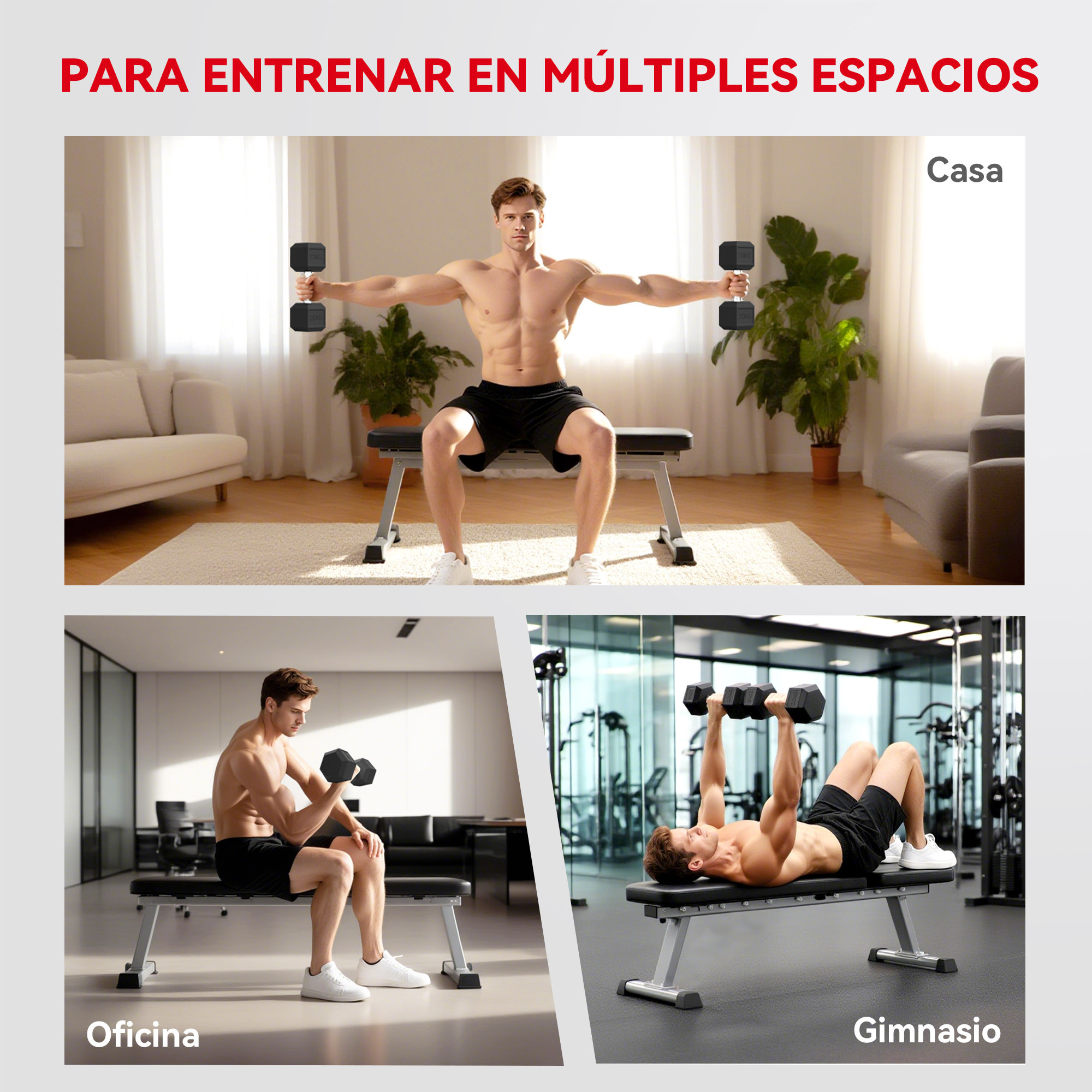 Mancuerna Hexagonal 20 kg de Hierro Fundido, Pesas de Metal Recubiertas de Goma, con Mango Moleteado, para Entrenamiento en Casa, Gimnasio, y Oficina, Negro y Plata
