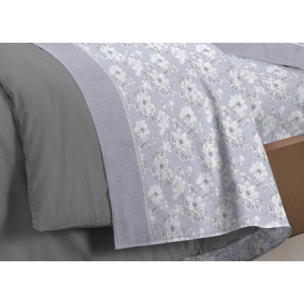 Completo Lenzuola In Calda Flanella Made In Italy Linea Europa Marsiglia Grigio