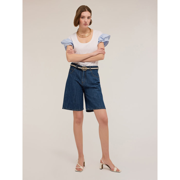 Motivi - Camiseta con mangas de volantes - Blanco