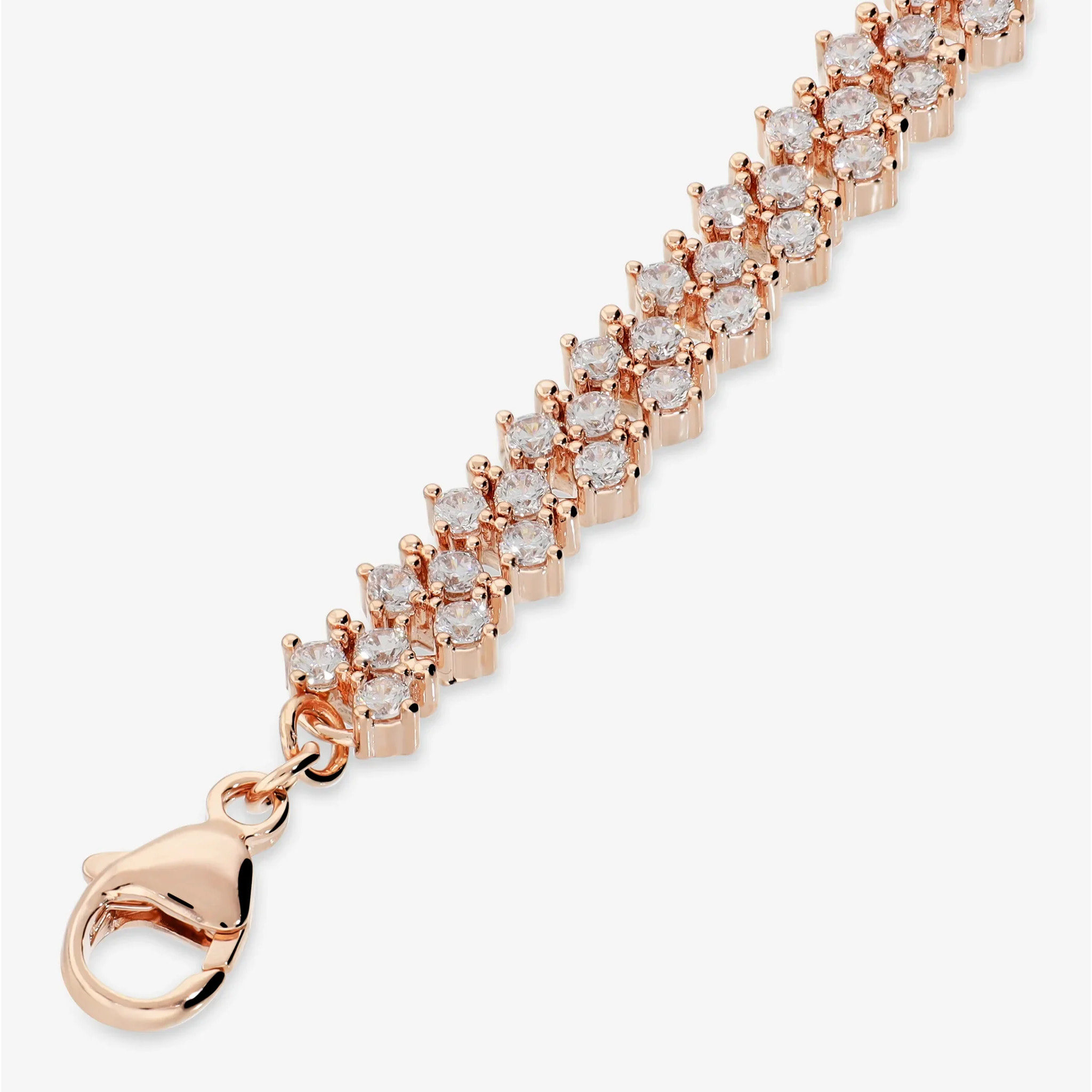 Bracciale Tennis Bicolore Doppio con Cubic Zirconia Bianche placcato Oro Rosa 18Kt