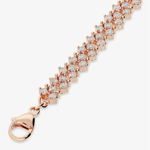 Bracciale Tennis Bicolore Doppio con Cubic Zirconia Bianche placcato Oro Rosa 18Kt