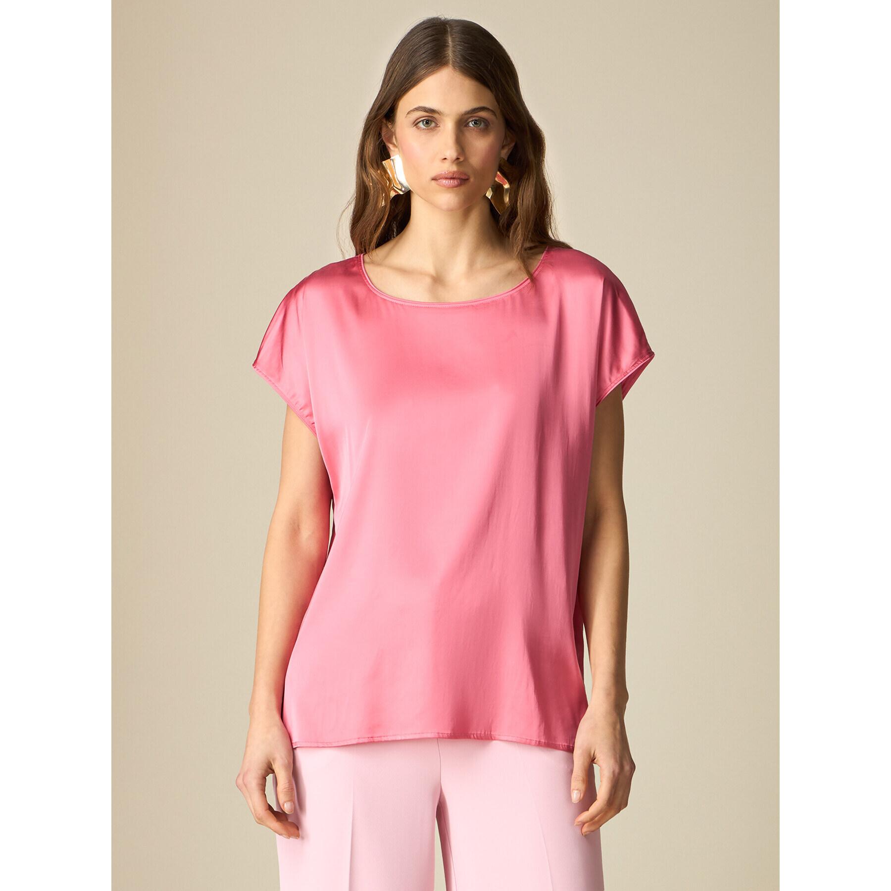 Oltre - Blusa in raso di viscosa - Fucsia