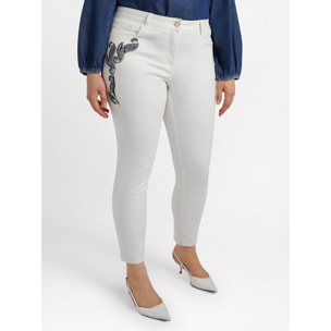 Fiorella Rubino - Pantaloni skinny ricamati - Bianco