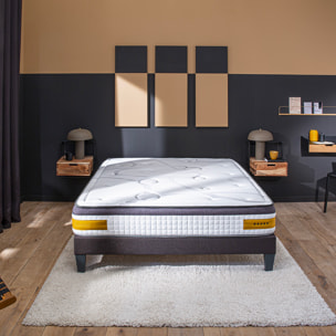 Ensemble Matelas Copenhague & Sommier KIT15, 24 cm, Technologie tri-lattes, Soutien Ferme, Aération Optimale