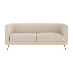 Canapé 2 places en velours beige - Gatsby