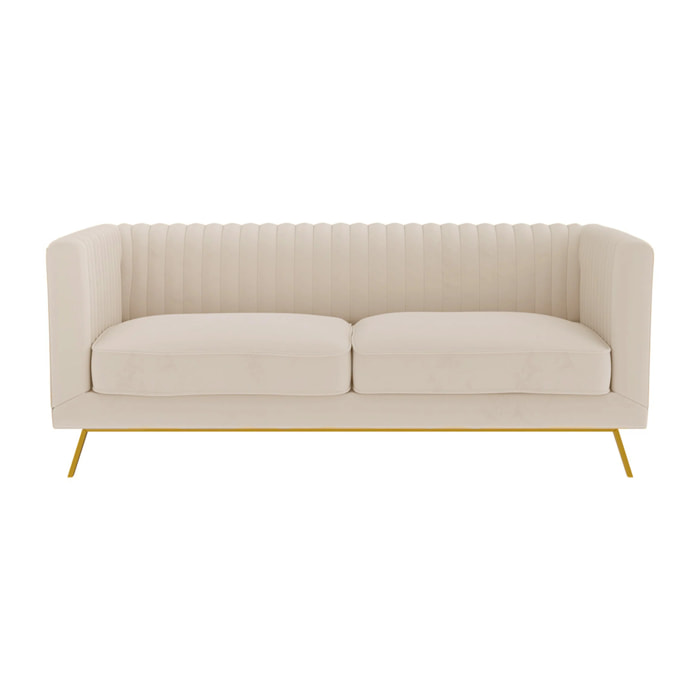 Canapé 2 places en velours beige - Gatsby