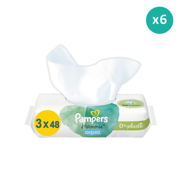 6x144 Lingettes Harmonie Aqua, Pampers