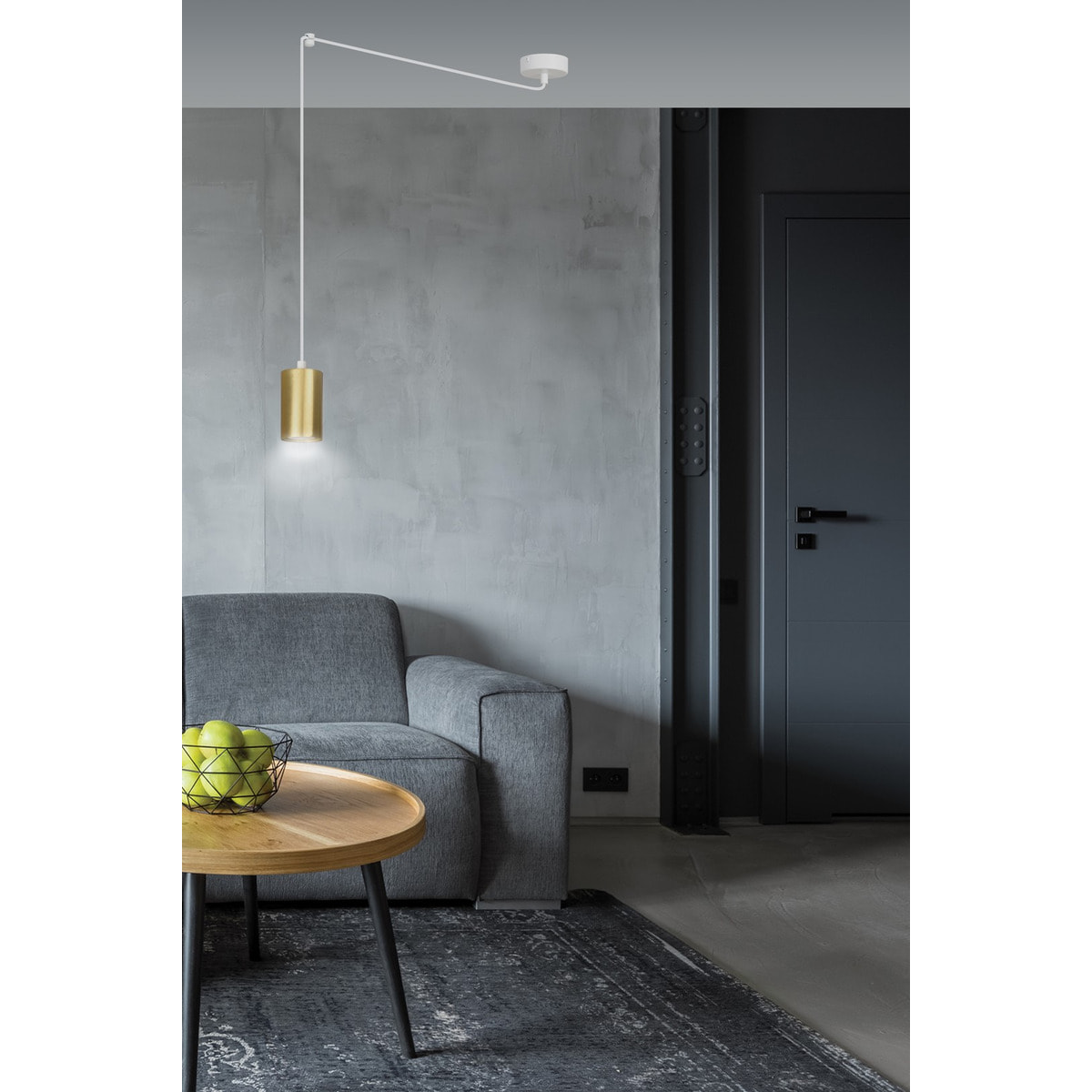 Lampada a sospensione TRAKER in acciaio bianco e oro
