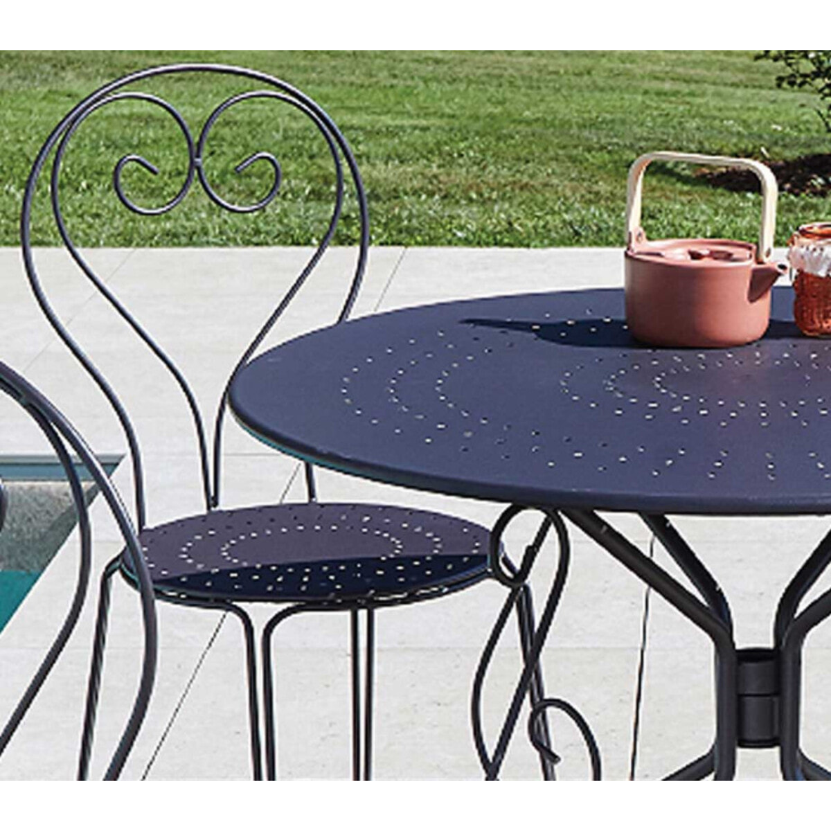 Ensemble table et chaises de jardin  - Anthracite - CASABLANCA