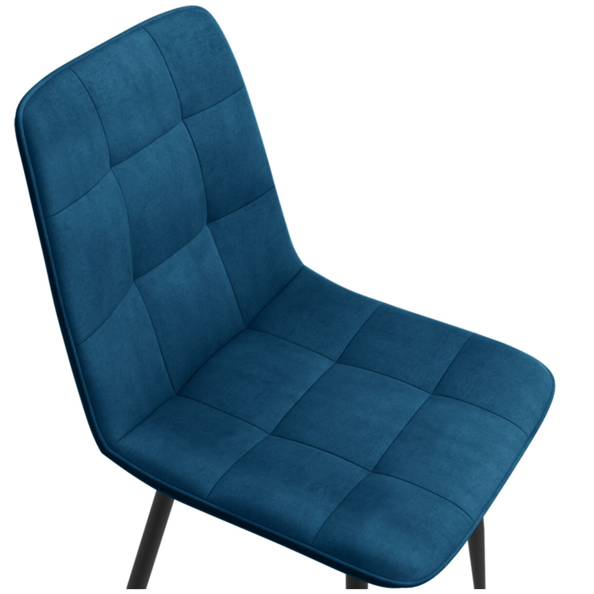 Chaises Linda velours bleu pieds noirs - lot de 6