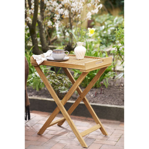 Tavolino Ronda con vassoio in teak naturale 60x40x70 cm