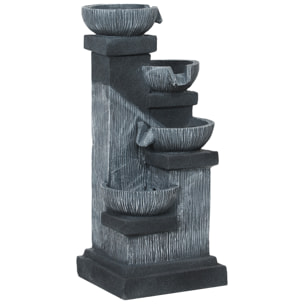 Fontaine de Jardin LED 4 niveaux résine - 38 x 36 x 85 cm - gris