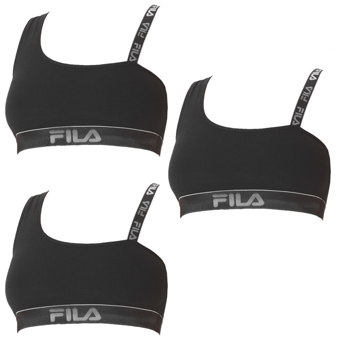 set de 3 Sujetadores deportivo de algodón FILA color negro