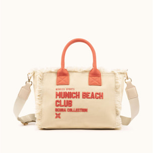 Bolso Bandolera Color Arena de Algodón Reciclado con Flecos SCUBA SAND CROSSBODY