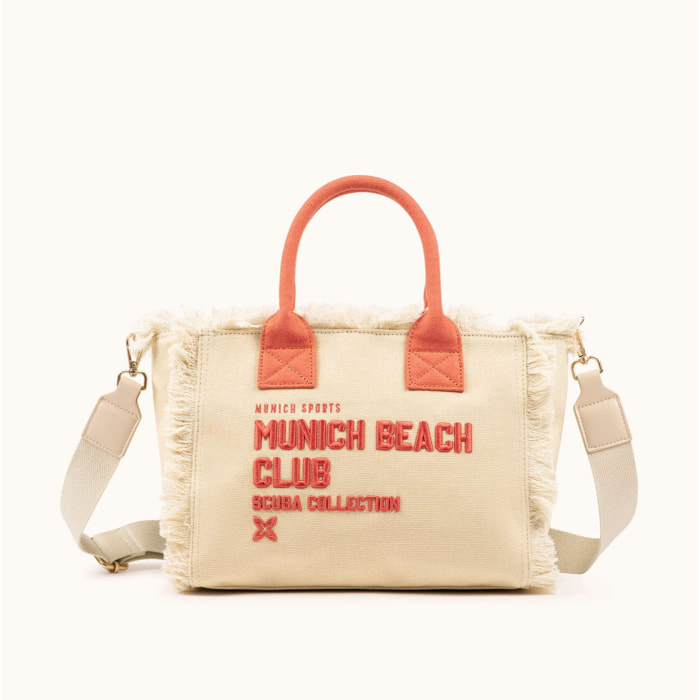 Bolso Bandolera Color Arena de Algodón Reciclado con Flecos SCUBA SAND CROSSBODY