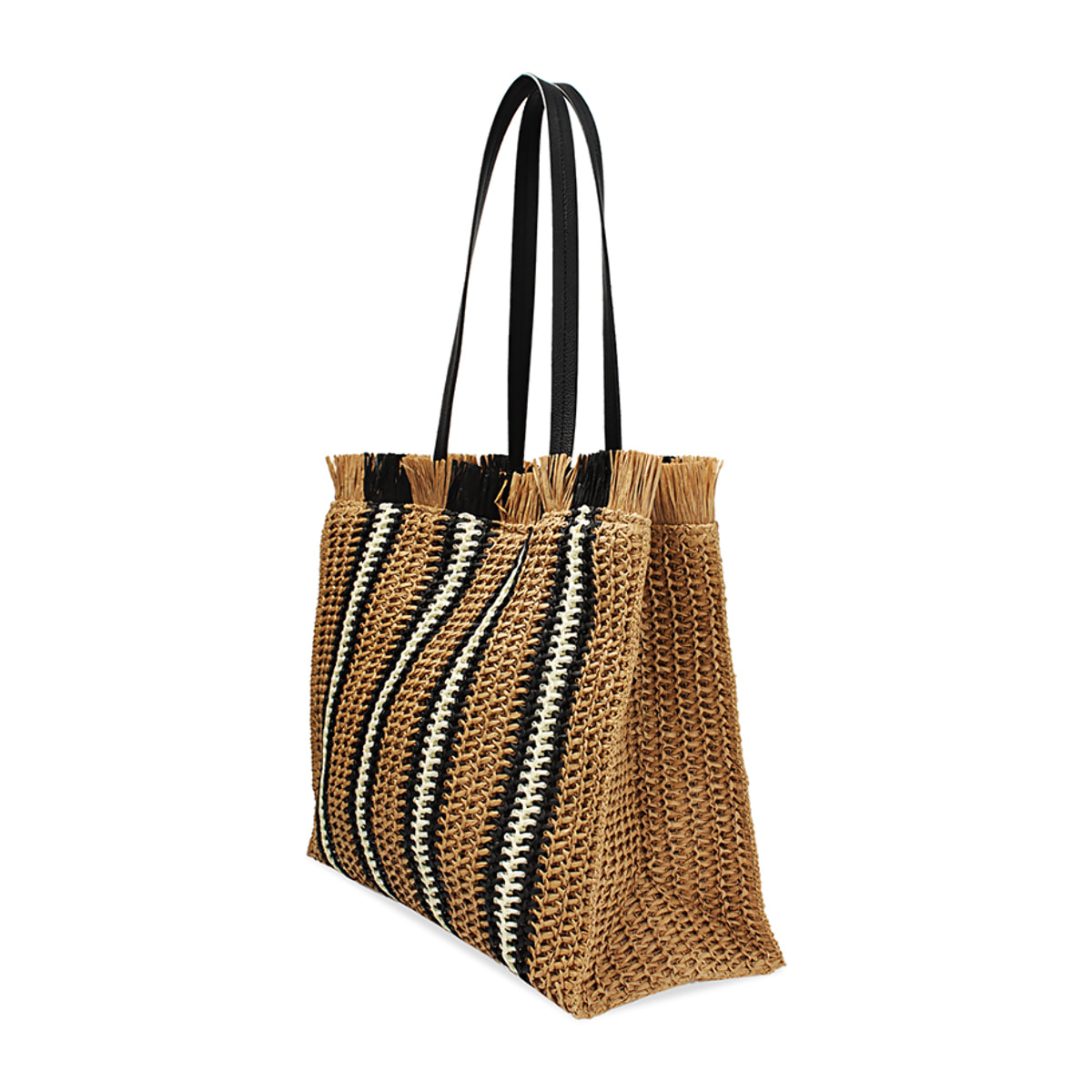 Borsa donna mare grande nera in raffia