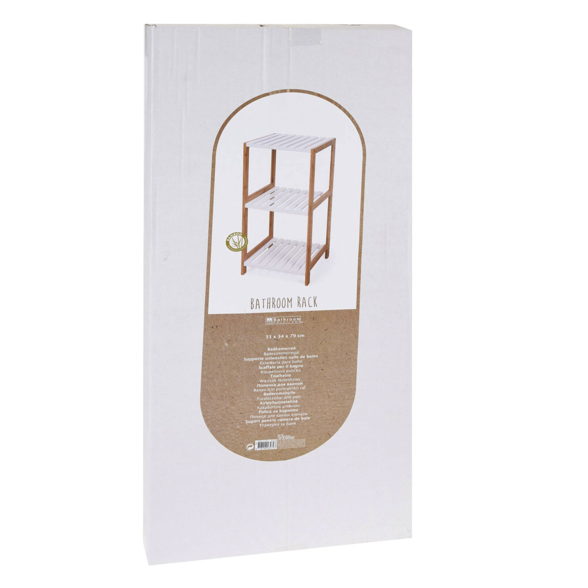 Well home estantería de baño con 3 estantes en mdf y patas de bambú h.79cm