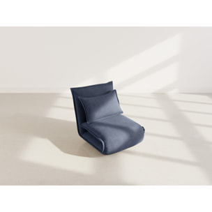 Candice - Banquette 1 place convertible clic-clac en velours côtelé - Bleu nuit
