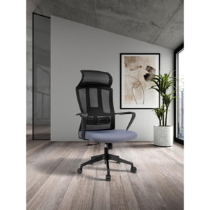 Silla de estudio Ethan tela gris y negro 128x63x66 cm