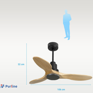 Ventilateur de plafond Réversible  Thermostat Wifi Moteur à courant continu Toits en pente Télécommande Hypersilence Mémoire Shopify Vendible (AUTOMATIQUE)