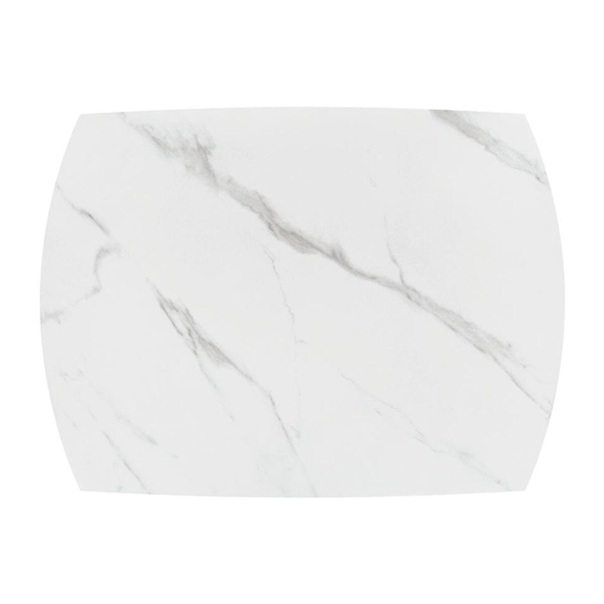 Tavolo BONIFACIO in ceramica bianco statuario e base in metallo verniciato nero, allungabile 120x88 cm - 180x88 cm