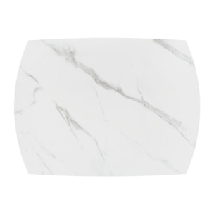 Tavolo BONIFACIO in ceramica bianco statuario e base in metallo verniciato nero, allungabile 120x88 cm - 180x88 cm