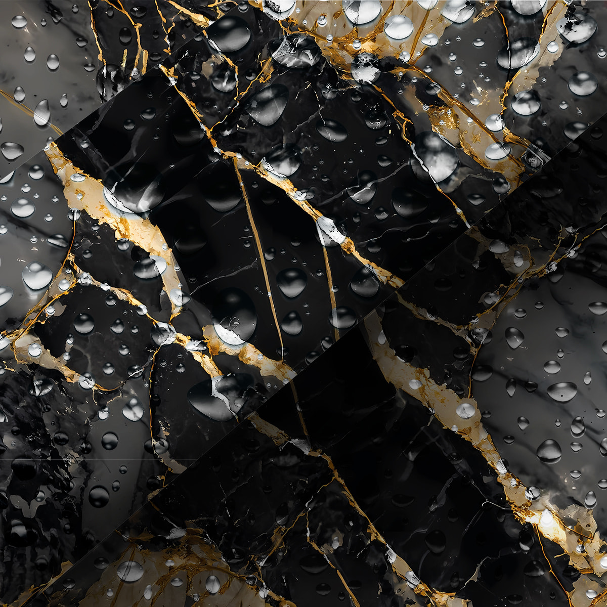 Sticker crédence adhésive - MARBRE NOIR ET OR - 60x100cm