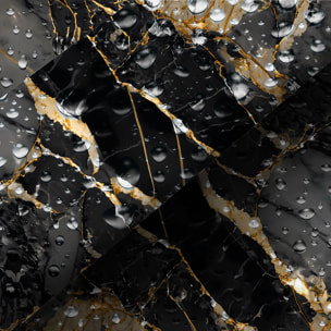 Sticker crédence adhésive - MARBRE NOIR ET OR - 60x100cm