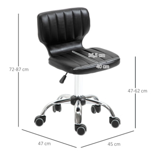 Tabouret de massage - tabouret de travail pivotant 360° - hauteur assise réglable 47-62 cm - revêtement synthétique matelassé noir métal chromé