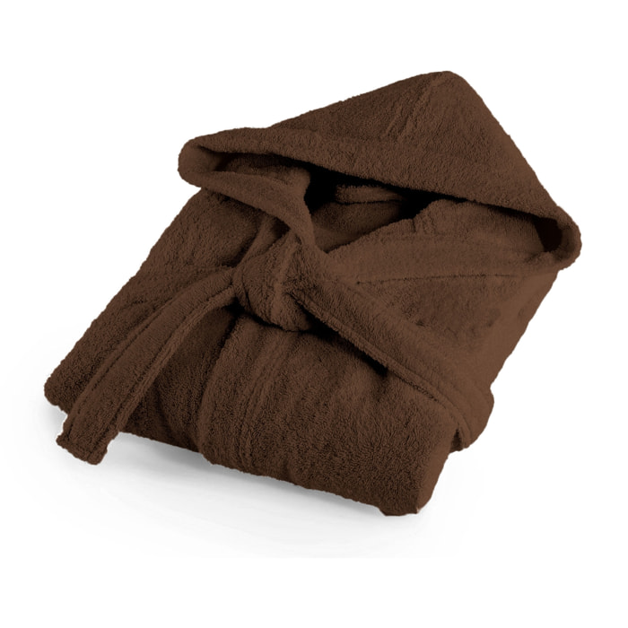 Bassetti Morbido Accappatoio 400 gr con Cappuccio 100% Cotone Uomo Donna Spugna Taglie Forti - ITALY Designed - Collezione MONIQUE - CIOCCOLATO M4