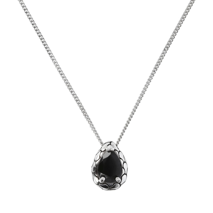 Collana con Catena Ritorta e Pendente a Goccia in Pietra Naturale Granato Rosso