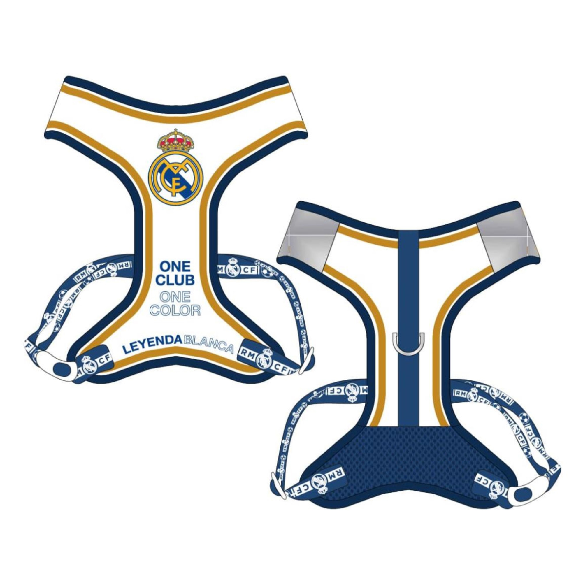 Arnés reversible para perros diseño real madrid