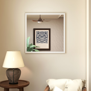 Miroir mural carré dim. 50L x 50H cm cadre bois blanc
