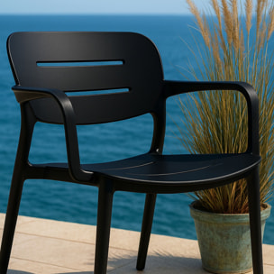 Salon de jardin en polypropylène noir SUNSET