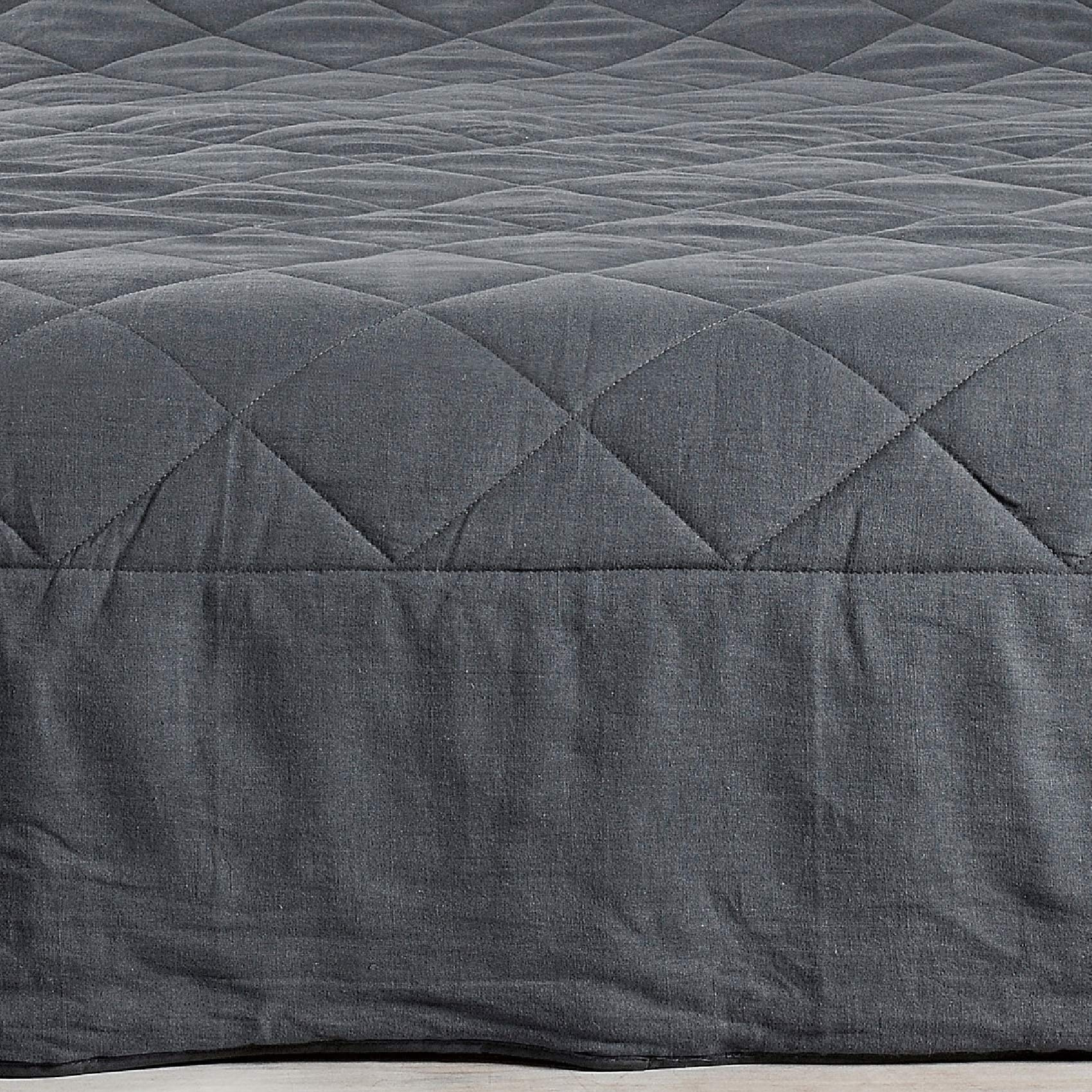 Jeté de lit en 100% lin - Gris clair