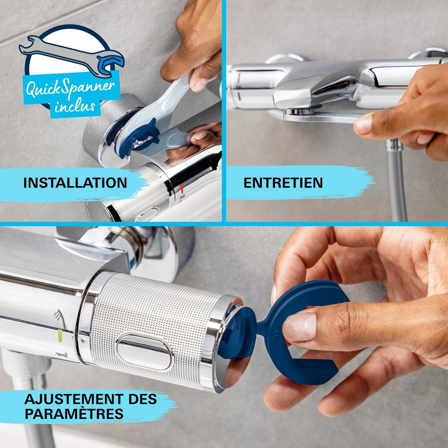 GROHE Precision Flow Mitigeur Thermostatique ensemble de douche avec barre 60cm 34800001