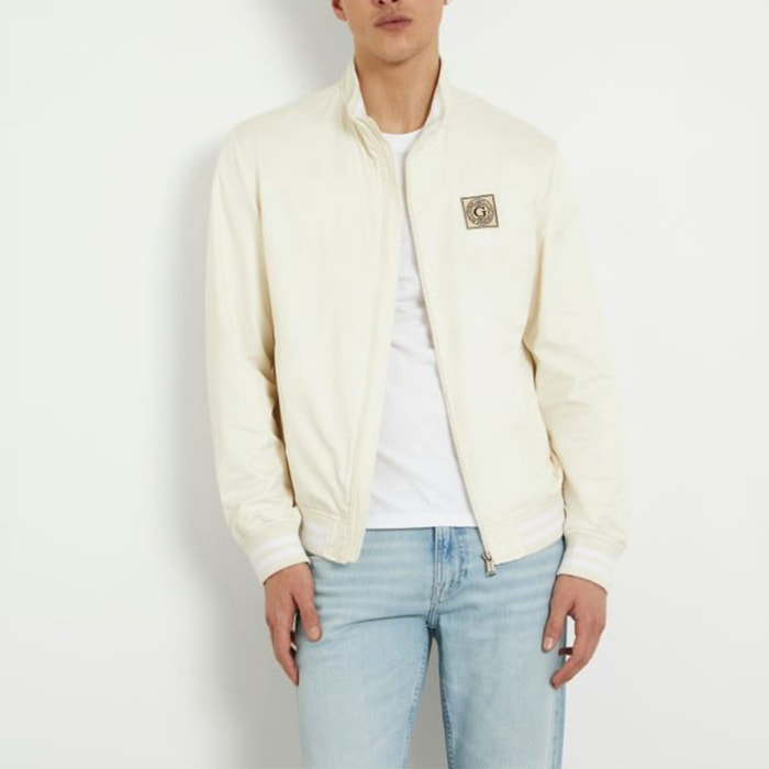 Veste - logo en relief - style décontracté - crème