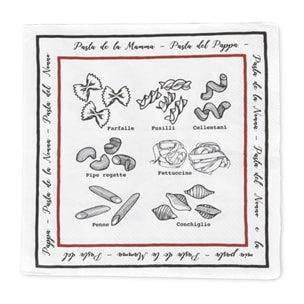 Lot de 20 serviettes en papier motif pâtes - Noir
