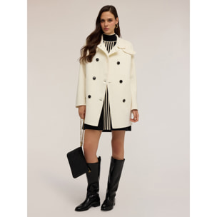 Motivi - Abrigo kimono de paño de lana mixto - Blanco